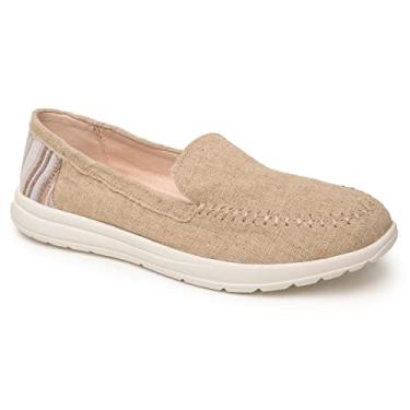 Imagem de Minnetonka Discover - Women s Woven Slip-Ons Featuring Fabric Upper, Memory Foam Insole, Easy-to-Wear Design, and EVA Rubber Outsole - Perfect for Everyday Casual Wear, Natural, 11