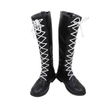 Imagem de COSGOGO Stark Cosplay Sapatos para Anime Frieren: Beyond Journey's End Cos Botas pretas longas Halloween Mulheres Homens Custom Made Anime, Tamanho masculino, 34