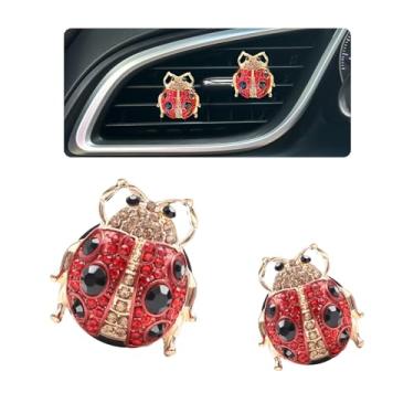 Imagem de ORIESSE Clipes de ventilação de joaninha para carro 2 peças Red Lady Bug Car Air Purificadores de ar bonitos acessórios de carro para mulheres difusores de carro recarregáveis clipes de saída de carro
