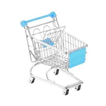 Imagem de Generic Carrinho de compras para crianças Carrinho de empurrar para crianças Brinquedo Ornamento decorativo Presente Papelaria Diversão Organizador de mesa, Azul