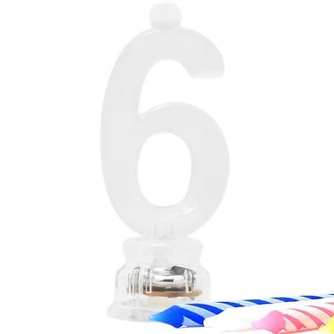 Imagem de Unique Multicolorido, número 6, castiçal piscante e velas, 5 peças, 7,6 cm