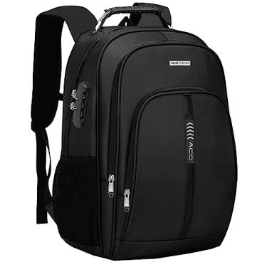 Imagem de Mochila Bolsa Masculina Feminina Notebook Anti Furto Reforçada Semi Impermeável Escolar Faculdade Trabalho Viagem Resistente Executiva Cabo De Aço Saída Usb SAÍDA Fone DE OUVIDO (PRETO)