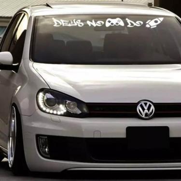 Imagem de Adesivo Parabrisa Frase Deus no Comando do Foguete Carro Rebaixado - K