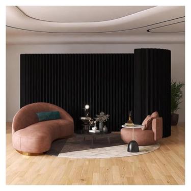 Imagem de Biombos e Divisórias Divisória De Parede De Tela De Papel Preta, Divisórias Dobráveis ​​de Tela De Privacidade Para Separação De Ambientes, Divisória Retrátil Para Loja De Roupas De Escritório Domésti