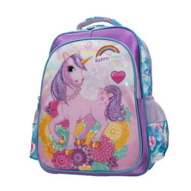 Imagem de Mochila Escolar Infantil Happy Pony Meninas Yins, Azul