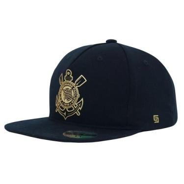 Imagem de Boné Corinthians Supercap Aba Reta Escudo Dourado Oficial, Único, Pret