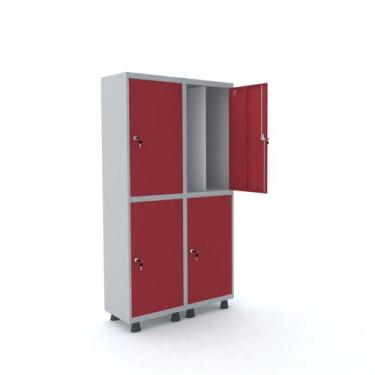 Imagem de Armário Guarda Volume Locker Roupeiro 4 Portas Aço 100cmx193cm - Pandi