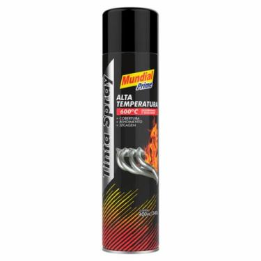 Imagem de Tinta Spray Cor Preto Fosco Alta Temperatura Conteúdo 400ml - Mundial 