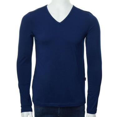 Imagem de Camiseta Masculina Lezi Térmica Gola V Azul Marinho - 50080, GG