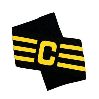 Imagem de Faixa de Capitão Futebol cor Preta e Amarela Elástica e Ajustável - Es