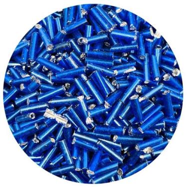 Imagem de Miçanga Passante Canutilho Tubo Azul Royal 7mm 1000pçs 50g - Macall