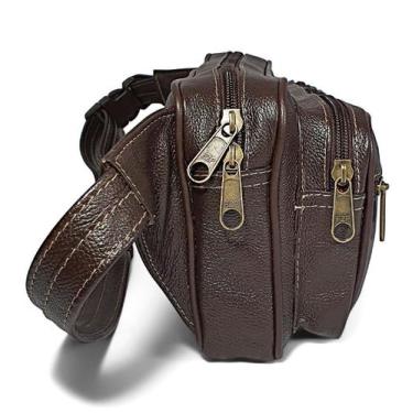 Imagem de Pochete Extra Grande Masculina De Couro Espaçosa Resistente - Le Voyag