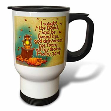 Imagem de 3dRose Citação da Bíblia Salmo 34,4 No Fear, adorável lanterna em um fundo de outono, 400 ml