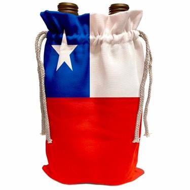 Imagem de 3dRose Bandeira do Chile-chileno, vermelho, azul e branco, estrela-do-país sul-americano patriotismo - saco de vinho, 34 x 21,5 cm, bege