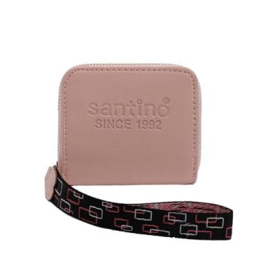 Imagem de Carteira feminina porta cartão com alça de mão - santino, Rosa claro, 