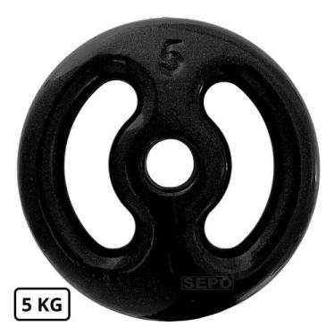 Imagem de Anilha Emborrachada Fitness 5 Kg Preta - SEPO