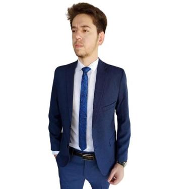 Imagem de Terno Masculino Microfibra Azul Melange Lançamento 44 - Império Do Ter
