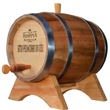 Imagem de Tonel De Carvalho Carote Barril P/ Cachaça 5 Litros + Copinho Shot - W