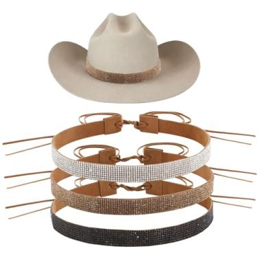 Imagem de CHGCRAFT Faixa ajustável de veludo, chapéu de cowboy de strass em 3 cores, decoração de chapéu de palha, 124,5 cm, acessório para chapéus de aba larga, Cores mistas, 1-5