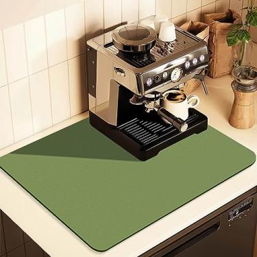 Imagem de Tapete de café para bancadas, acessórios de bar de café cabem embaixo da máquina de café expresso, tapete de borracha absorvente para bancada, tapete de secagem de louça para balcão de cozinha (verde, 43 x 80 cm)