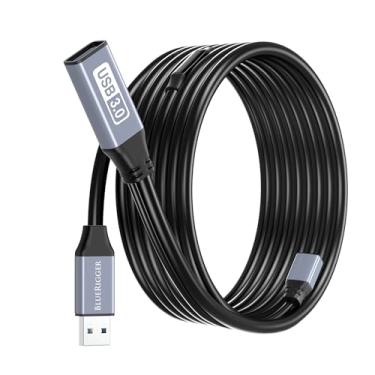 Imagem de BlueRigger Cabo de extensão USB 3.0 (50 pés, ativo, 5 Gbps, cabo adaptador tipo A macho para fêmea) – Extensor repetidor USB longo para fone de ouvido VR, impressora, disco rígido, pen drive, teclado, mouse, Xbox