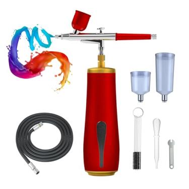 Imagem de Kit de aerógrafo sem fio com compressor, conjunto de pintura de aerógrafo portátil de grande capacidade de bateria de 5200 mAh, conjunto de pistola de aerógrafo portátil de alta pressão de 32 PSI para