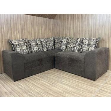 Imagem de Sofá Canto Belo Marrom com Floral - Bello