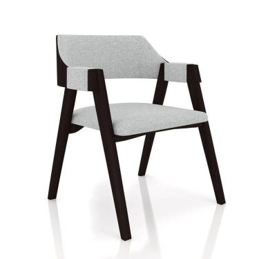 Imagem de Cadeira Sala De Jantar E Jogos Carteados Madeira Maciça Poker Linho Cinza-tabaco G42 - Gran Belo