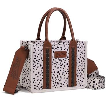 Imagem de hatisan Bolsa feminina de lona ocidental, bolsa de ombro, boho, bolsa transversal, carteira, A - leopardo, pequeno, Small