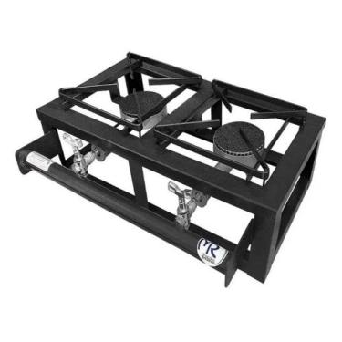 Imagem de Fogão Fogareiro Mesa 02 Bocas Baixa Pressão Facility 20x20 Grelha Aço 