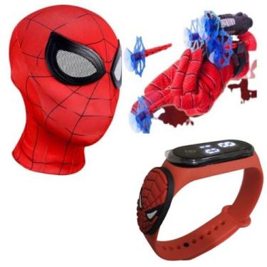 Imagem de Máscara,luva lança-dardos e relógio infantil Homem-Aranha_AV - SMACTUD
