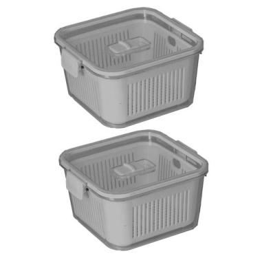 Imagem de Kit 2 Potes Herméticos Slim Multiuso 1.360 ML Cinza - Paramount