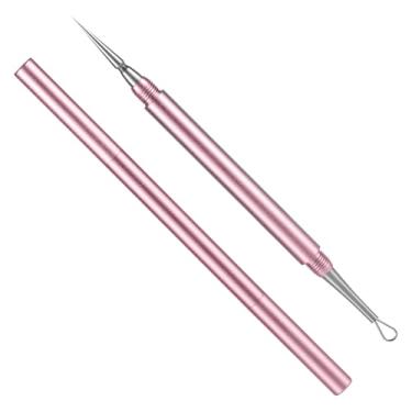 Imagem de Extrator de cravos, metal 2 em 1 para limpeza de acne, agulha profissional de espinhas, extrator de cabeça branca, removedor de cabeça preta, ferramenta comedone para nariz e rosto (ouro rosa)