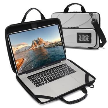 Imagem de Capa para laptop BUG para MacBook Pro Air Chromebook HP Lenovo Work-in Notebook de 13 a 14 polegadas, capa rígida com bolsa e alça de ombro prata profunda