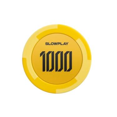 Imagem de SLOWPLAY Godel Clay Poker Chips, composto de argila pesada de 14 gramas, fichas grandes de 40 mm a granel, pacote de 50 com denominação de 1000
