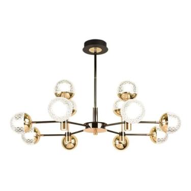 Imagem de GENSNRY Lustre Sputnik de 8 luzes, luminária pendente ajustável dourada moderna industrial vintage luminária de teto para cozinha, sala de estar, sala de jantar