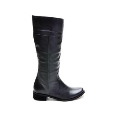 Imagem de Bota Feminina Montaria Couro Cano Alto - CLA-CLE, Preto, 38
