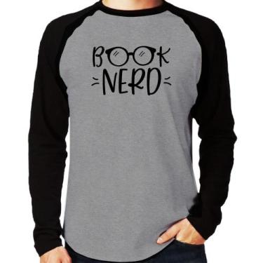 Imagem de Camiseta Raglan Book Nerd Manga Longa - Foca na Moda, Cinza, Preto, G