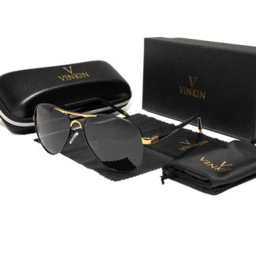 Imagem de Óculos De Sol Vinkin Masculino Polarizado UV400 Luxuoso, Dourado