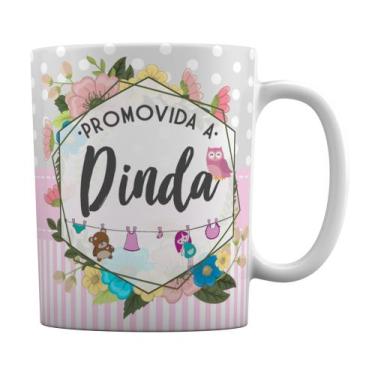 Imagem de Caneca Branca Personalizada Promovido a Dinda Madrinha - GMH Prod. Ser