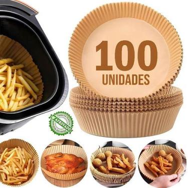 Imagem de kit 100 forro descartável antiaderente para assar air fryer - ZEM