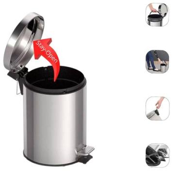 Imagem de Lixeira Inox Tramontina 12 Litros Com Pedal Cesto Interno Basculante P