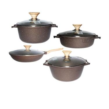 Imagem de Conjunto Panelas Indução Revestimento Antiaderente Mármore Cerâmico 4 