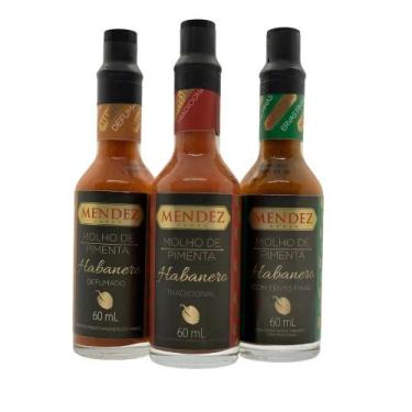 Imagem de Kit 03 Molho de Pimenta Habanero Mendez 60ml Vidro Sabores