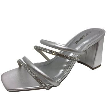 Imagem de Tamanco Salto Bloco Tiras Strass Conforto Via Marte