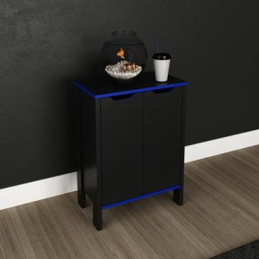 Imagem de Armario Baixo Multiuso 2 Portas ME4164 Preto/Azul Tecnomobili
