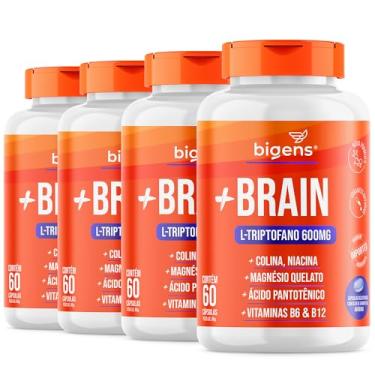 Imagem de + Brain Triptofano 600mg Colina Relax e Foco, Biogens, Kit 4x 60 caps