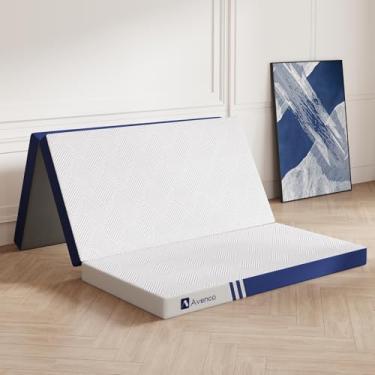 Imagem de Avenco Colchão dobrável completo, colchão de três dobras, espuma viscoelástica de 10 cm para quarto de hóspedes, caravana/acampamento/colchão de viagem, colchão dobrável triplo portátil com capa