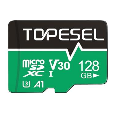 Imagem de TOPESEL Cartão micro SD de 128 GB com UHS-I, U3, V30, A1, cartão TF de alta velocidade de 90 MB por segundo, cartão de memória de gravação 4K com adaptador