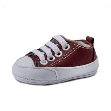 Imagem de Sapatinhos Bebê-Tenis recém-nascido primeiros passos Forrado com tecido espumado14/20 pezinhos baby 1001D (Vinho Branco, BR, Bebê, Numérico, 17)